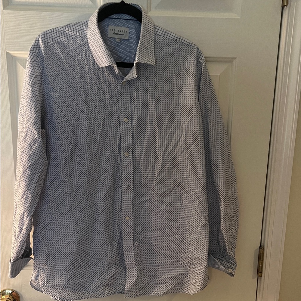 Ted Baker Men's Light Blue Micro-Pattern Dress Shirt